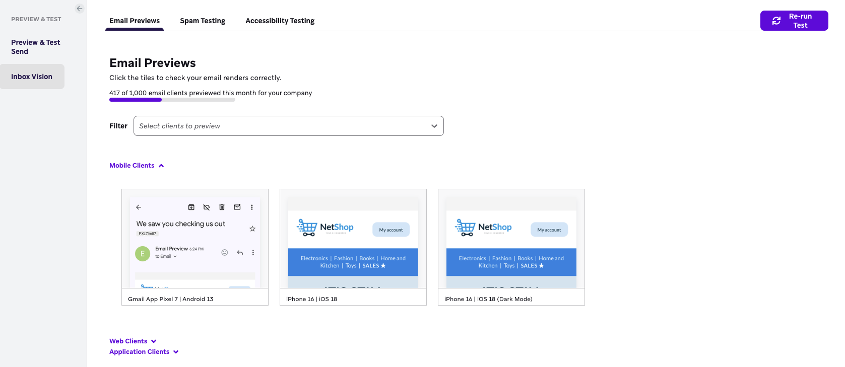 GmailやiOSでの携帯クライアントのメールプレビュー。