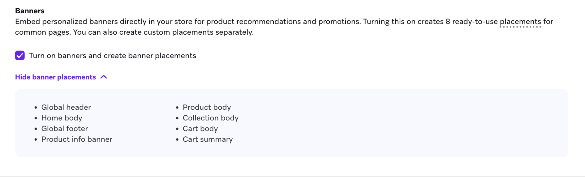Shopify 連携設定のチャネルの有効化ステップで、バナーのチェックボックスが選択されている状態。