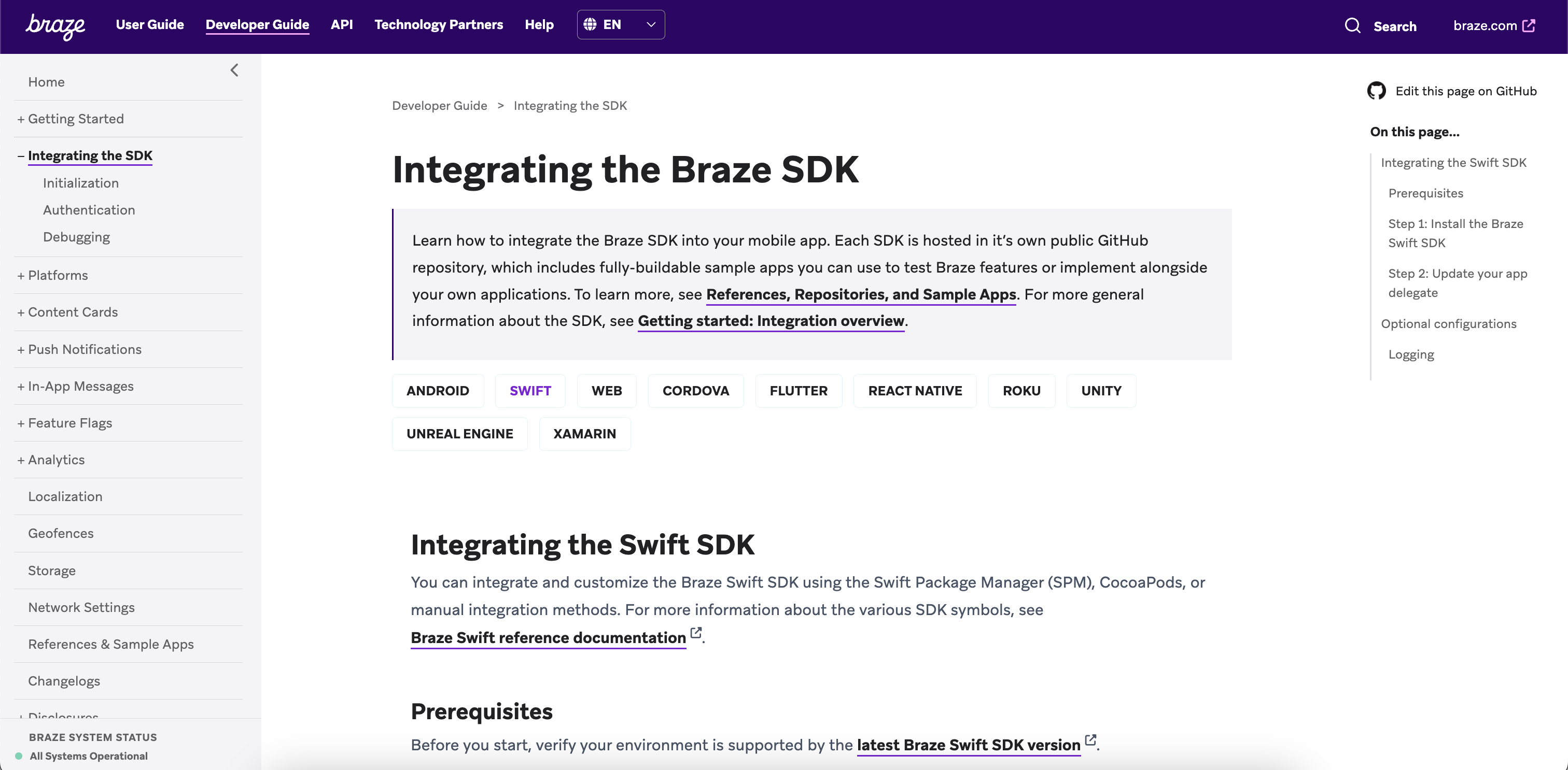 업데이트된 Swift 문서는 SDK 통합하기 문서의 Swift 탭에 있습니다.