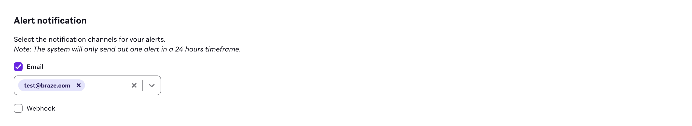 알림 기준에 도달하면 선택한 이메일로 이메일이 전송됩니다.