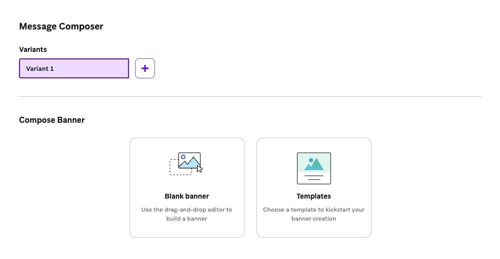 빈 배너 또는 템플릿을 선택할 수 있는 옵션입니다.