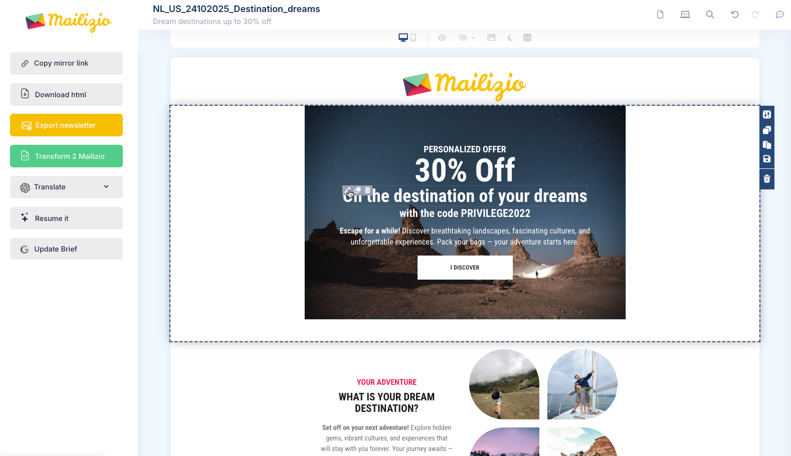 드래그 앤 드롭 편집기 스크린샷