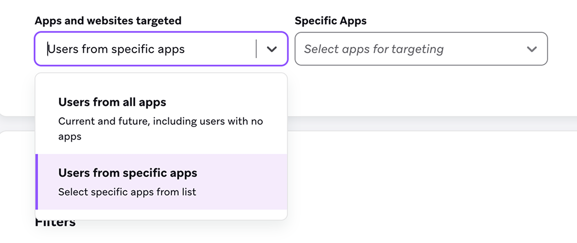 Segment that is targetting users from specific apps.