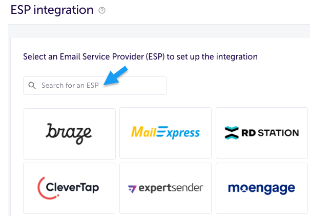 Interface do AppsFlyer mostrando a lista de integrações ESP, incluindo a Braze.