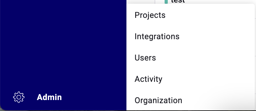O painel de administração na plataforma Kameleoon.