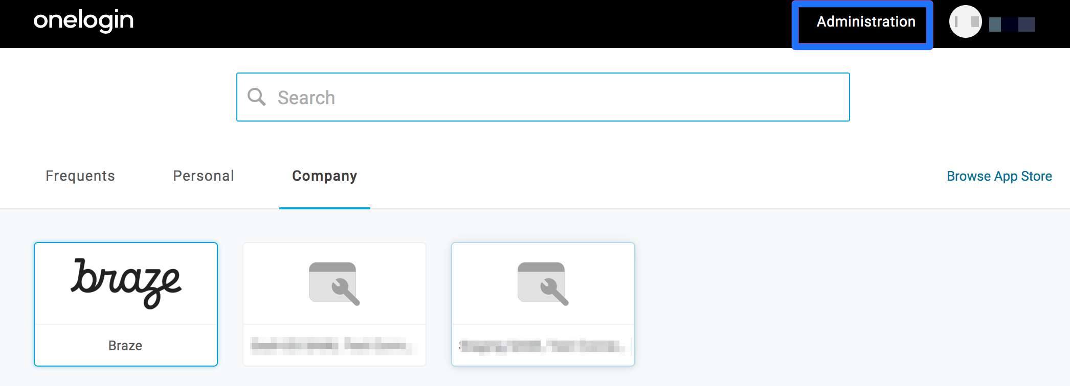 Página de administração do OneLogin.