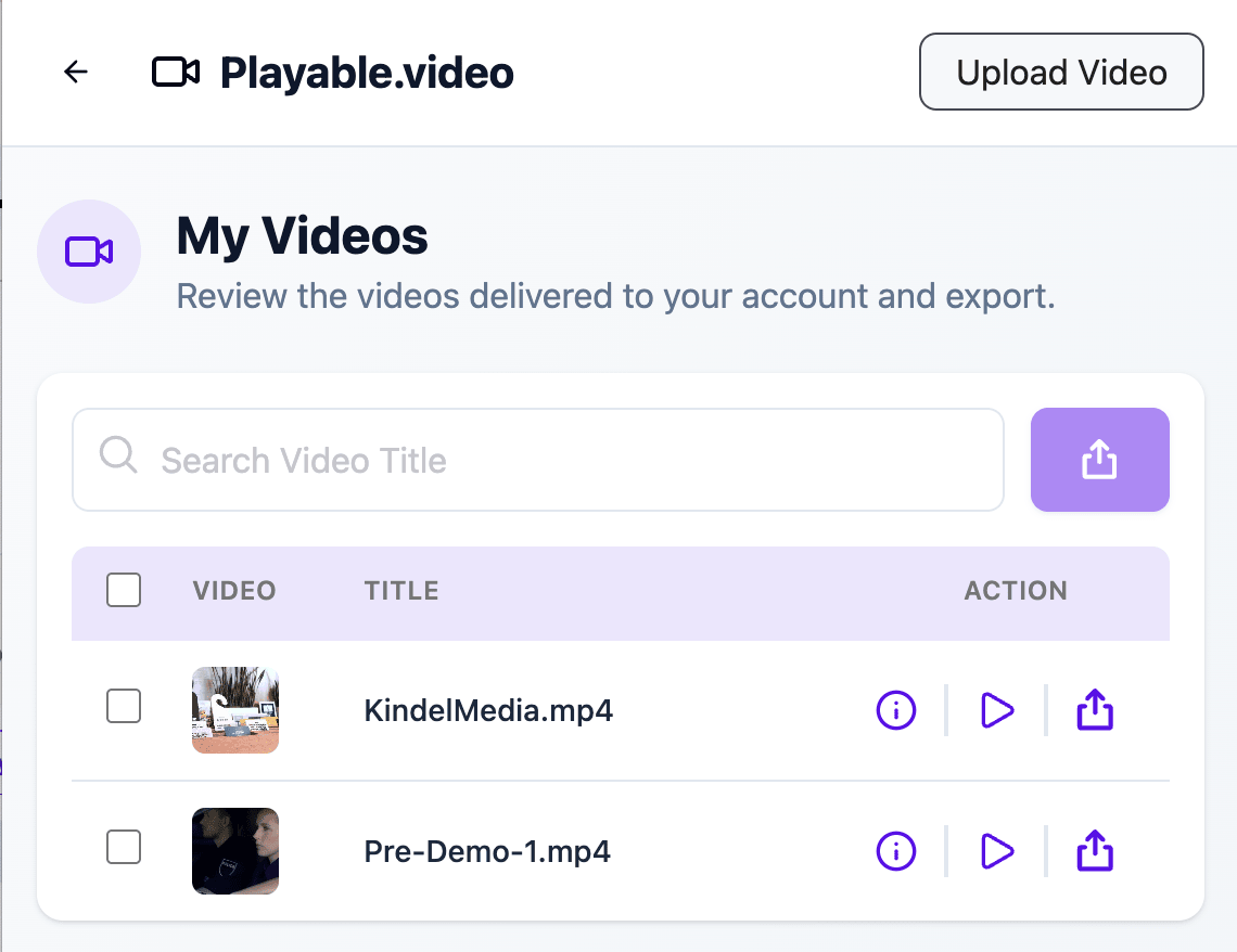 Selecionar um vídeo da biblioteca do Playable
