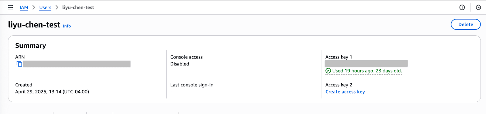 Uma página de resumo para uma função chamada "liyu-chen-test".