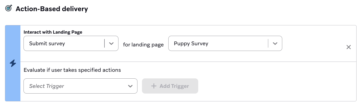 Configuração de gatilho e filtro de segmentação para acompanhamento de pesquisa de landing page.
