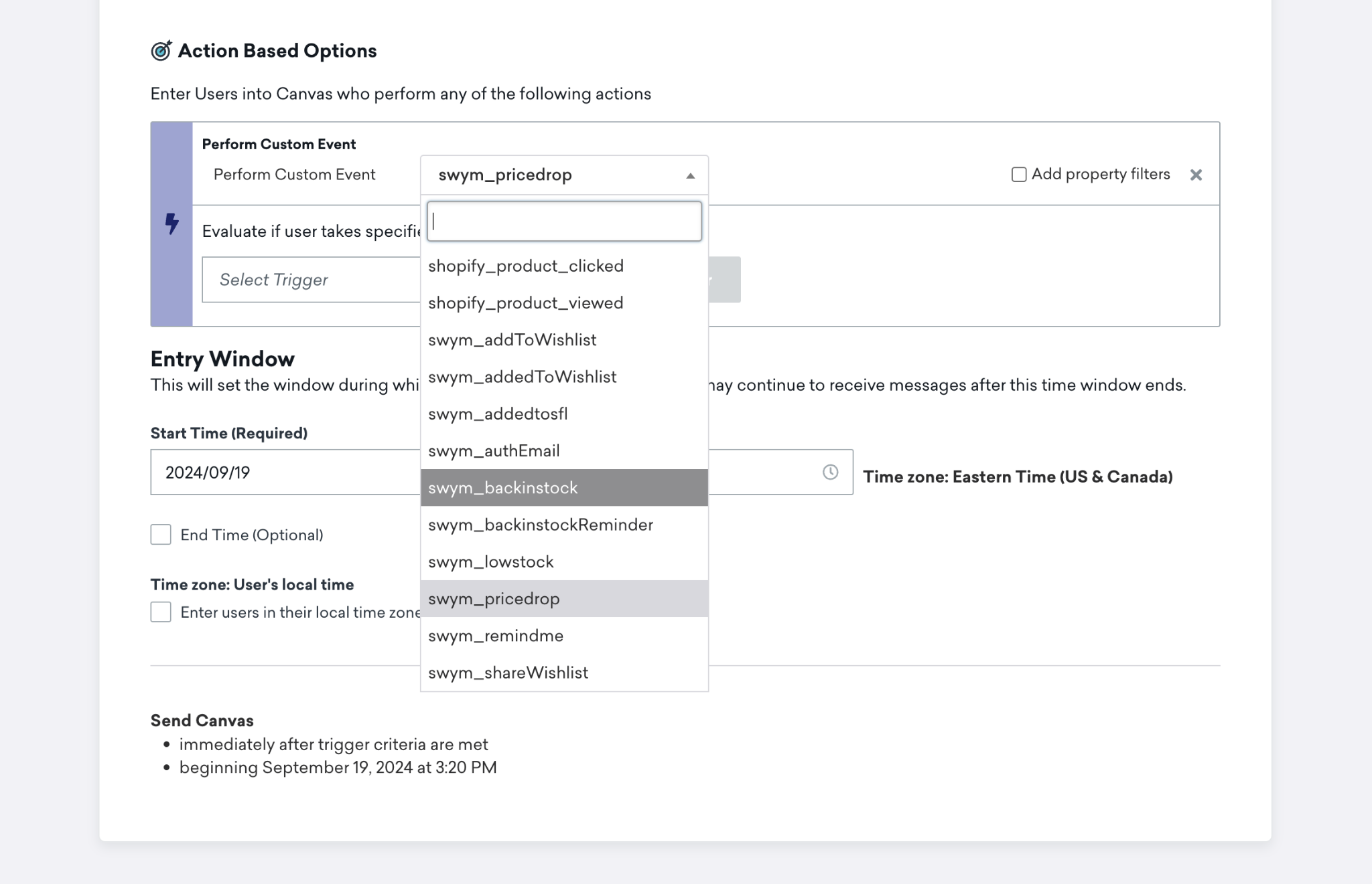 Um evento baseado em ações.