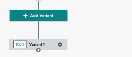 O botão "Adicionar variante" selecionado para mostrar um menu de contexto com a opção "Adicionar variante".