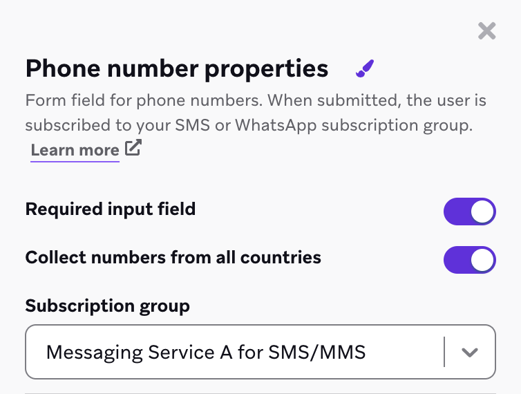 Menu suspenso de grupo de inscrições com um grupo de inscrições selecionado.