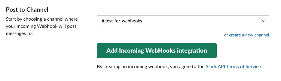 Adicionar integração de webhooks de entrada no Slack