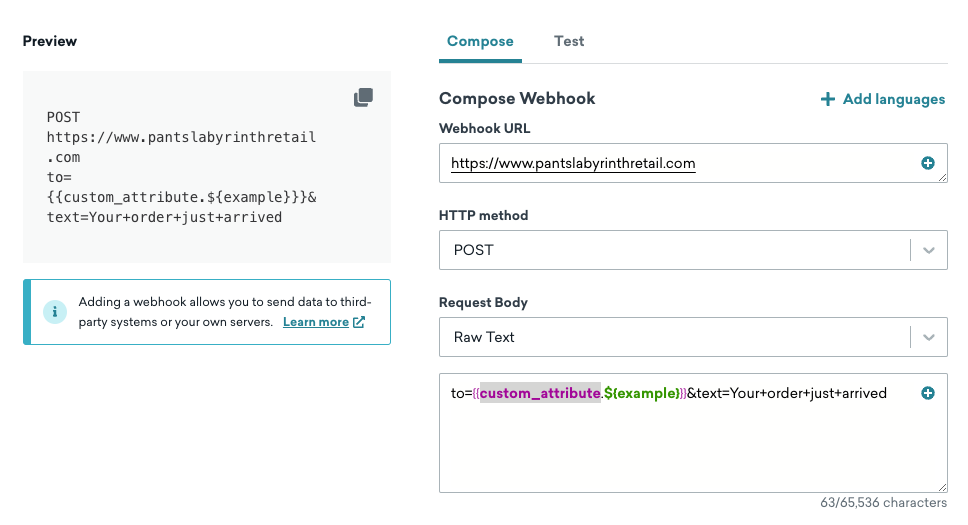 Corpo da solicitação com string codificada por URL.